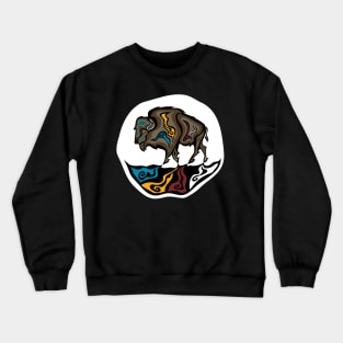 Four Directions Buffalo WAWEZHI Canada Indigenous Art Crewneck Sweatshirt